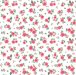 Beautiful vintage floral pattern in small flowers. Small pink flowers. White background. Liberty style print. Floral seamless background. The elegant the template for fashion prints.