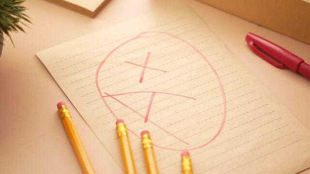  Hand drawn grade with plus in circle.
