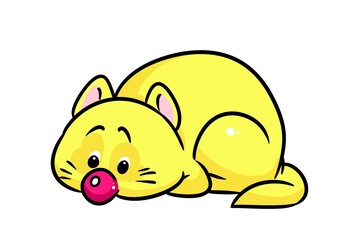 Yellow cat caricature animal illustration cartoon character isolated