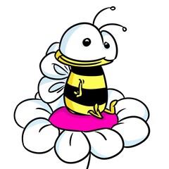 bee small insect flower illustration cartoon character isolated