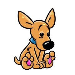Sad little dog sitting animal illustration cartoon character isolated