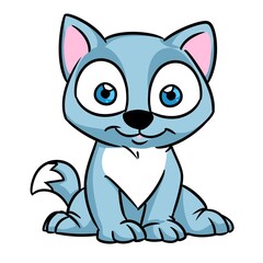 Little kitten gray animal sitting illustration cartoon character isolated