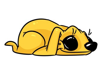 Dog lies smile animal big eyes illustration cartoon character isolated