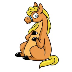 Horse animal sitting illustration cartoon character isolated