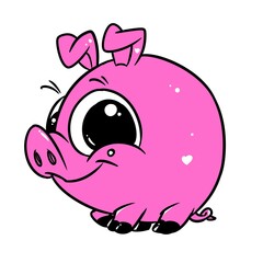 Little piggy pink parody animal illustration cartoon character isolated