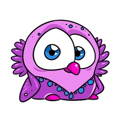 Beautiful purple owl bird patterns illustration cartoon character isolated