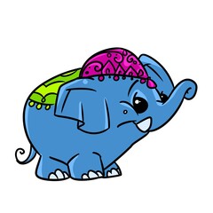 Little blue elephant animal illustration cartoon character isolated