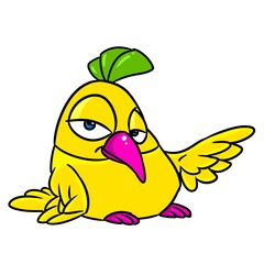 Yellow bird animal parody illustration cartoon character isolated