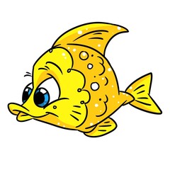 Small yellow fish animal illustration cartoon character isolated