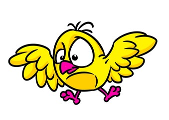 Little yellow bird flying animal illustration cartoon character isolated