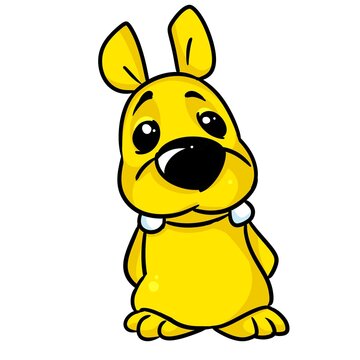 Small cute yellow dog animal illustration cartoon character isolated