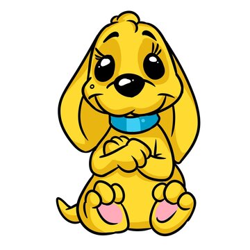 Small yellow dog sitting animal illustration cartoon character isolated