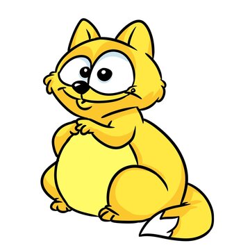 Beautiful yellow cat animal sitting illustration cartoon character isolated