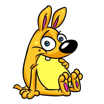 Yellow dog funny small animal sitting illustration cartoon character isolated