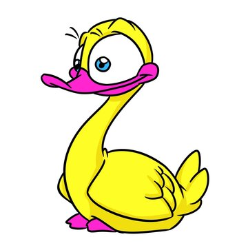 Little yellow duck animal bird illustration cartoon character isolated
