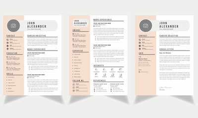 Creative Resume Templates, Professional Cv and cover letter business layouts set  job applications, vector design Accents