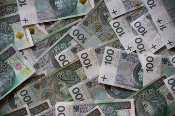 Fototapeta na wymiar Polish money, 100 zloty. Business background. Currency of Poland
