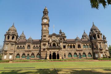 Fototapeta na wymiar Picture of popular palace in Kolhapur city New Palace, Ancient palace constructed from black rock.