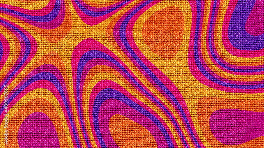 Aufkleber bright circular stains with 3d render spots and stripes. tracery on burlap with fuzzy rings and blur