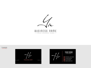 Beauty YN Signature Logo, Monogram Yn y&n Logo Letter Vector with a Business Card Design