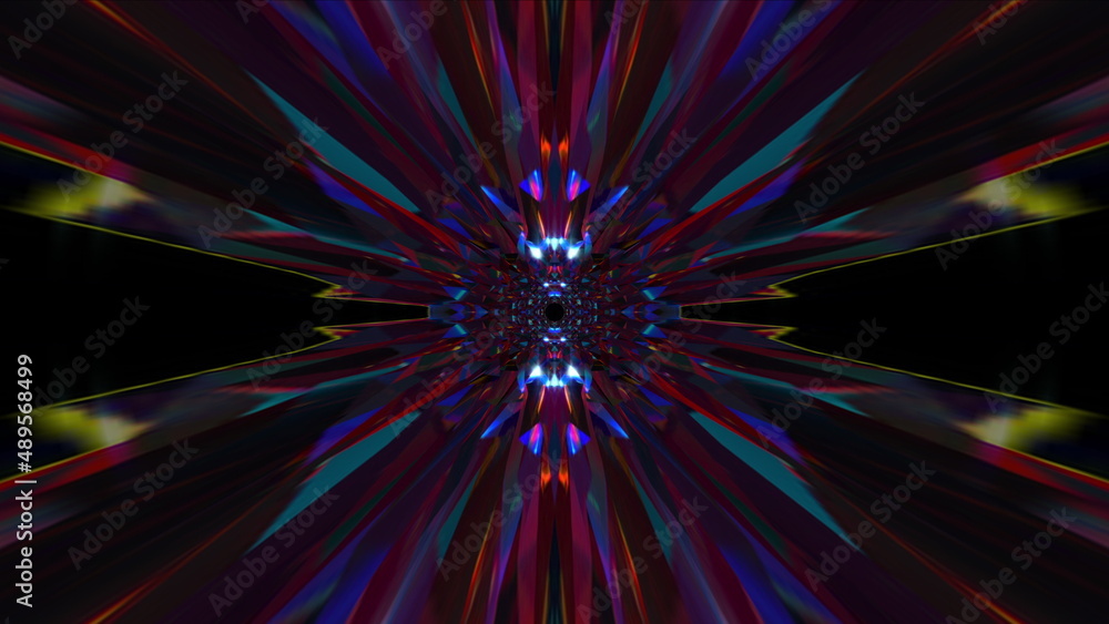 Poster geometric glowing lines 3d render of crystals with optical highlights. futuristic hyper transition i