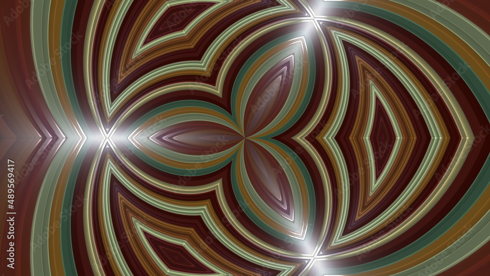 Poster futuristic kaleidoscope weave 3d render of stripes in abstract hypnotic tracery. geometric mandala w
