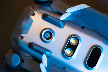 View of the lower part of the drone body, diode illumination,infrared obstacle detection sensors,...