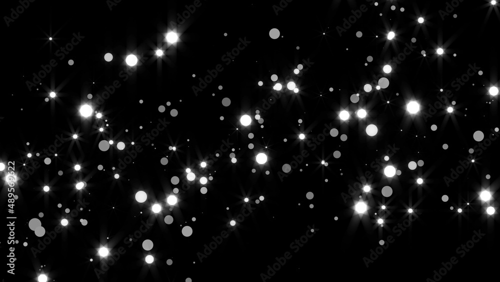 Poster abstract bright glitter particles in space, computer generated abstract background, 3d rendering bac