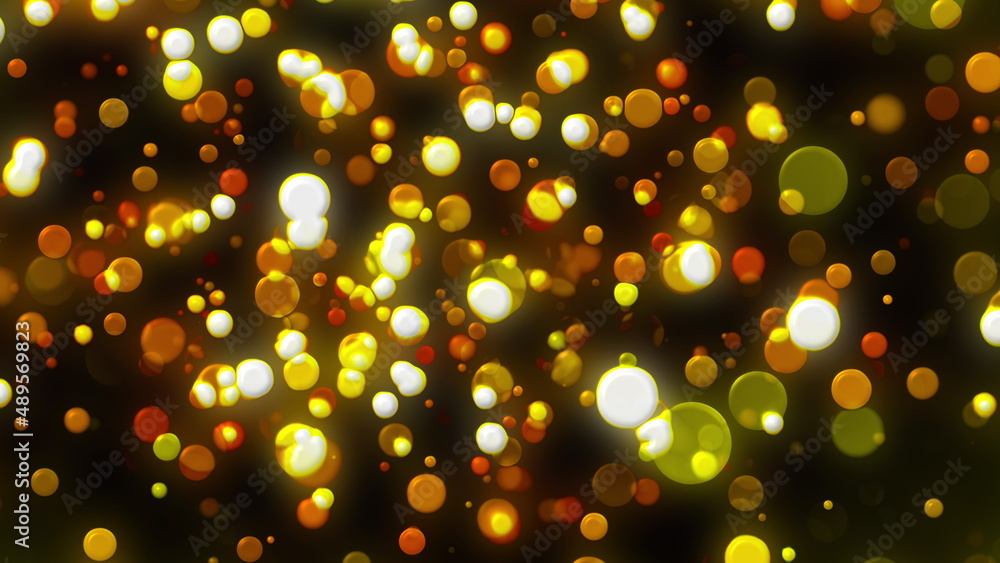 Aufkleber christmas background with glittering gold circles bokeh, computer generated. 3d rendering