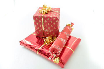 Christmas presents with white background
