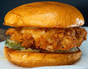Fried chicken sandwich close up - Powered by Adobe