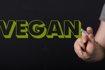 Organic food word. Fresh eco vegetarian products - vegan