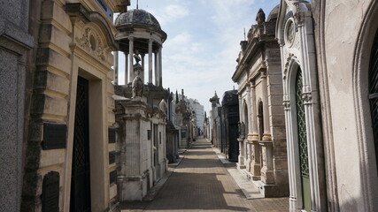 crypts graves on the famous huge recoleta cemetery