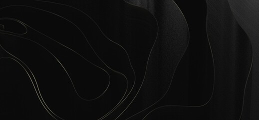 Black fabric satin silk background, Elegant luxurious cloth backdrop. 3d illustration..