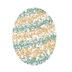 Easter egg with vintage patterns and festive decorations on white background. Green and yellow tone