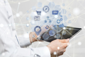 Connecting lines and dots.Big data visualization