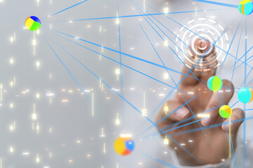 Global network. Blockchain. 3D illustration. Neural networks and artificial intelligence. Abstract
