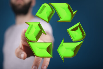 3d rendering of green recycle icon