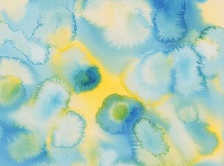 Yellow and blue colors watercolor background. Abstract primary colors