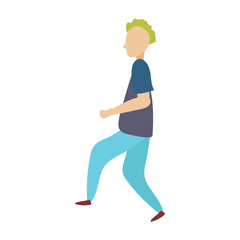 A man or woman is walking down the street. Set of different people in flat style. A simple drawing of a person. Vector illustration isolated on white background