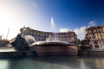 Piazza Esedra O Piazza della repubblica, fountain of the Naiads. Beautiful square in Rome