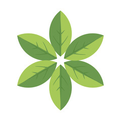 green leaves isolated on white background icon logo vector drawing