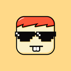 Geek mnn icon with eyeglass cartoon vector drawing