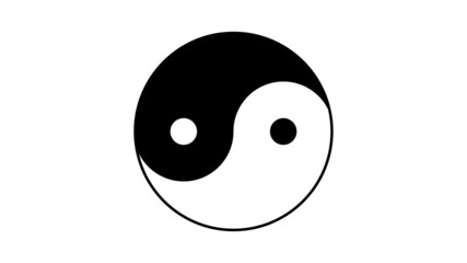 Black and white Yin Yang on a white background, Vector illustration