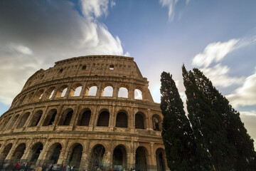Colosseum at sunset. Rome a city full of history with numerous monuments