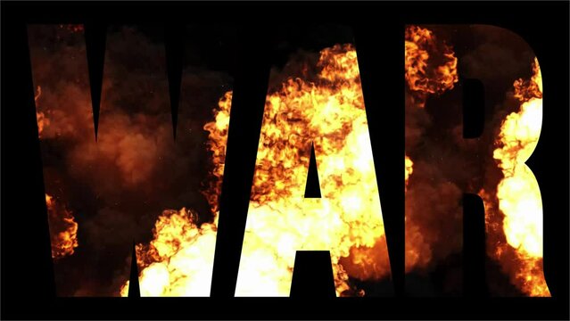 War text title with explosion in the background