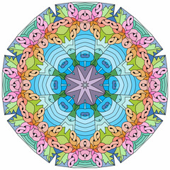 Colorful cute Mandala. Decorative unusual round ornaments.