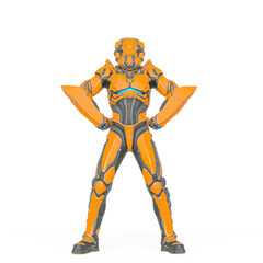 man in an armored nano tech suit is doing a power pose like a super hero