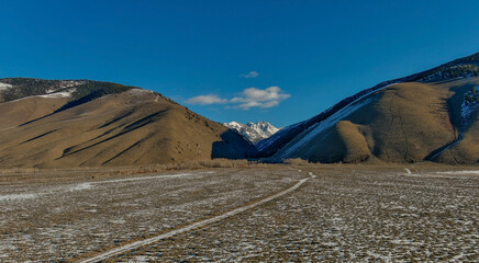 Remote road leads into the Idaho wilderness in winter
