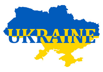 Obraz premium Vector Illustration of the Flag Incorporated Into the Map of Ukraine with text. Concept Ukrainian banner for International protest, and Stop the war against Ukraine and encroachment on its territory.